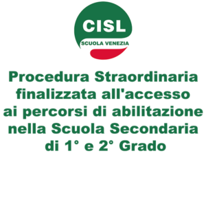 Procedura Straordinaria finalizzata all'accesso ai percorsi di abilitazione nella Scuola Secondaria di 1° e 2° Grado