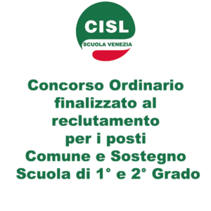 Concorso Ordinario finalizzato al reclutamento per i posti Comune e Sostegno Scuola di 1° e 2° Grado